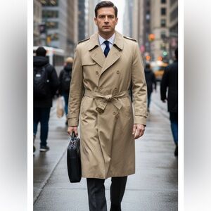 Macy's Men's Classic Fit Iconic Belted Trench Raincoat- Size 40R